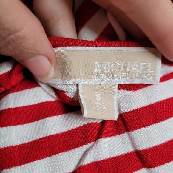 Michael Michael Kors Red and White Striped Long Sleeve Top - Picture 2 of 4